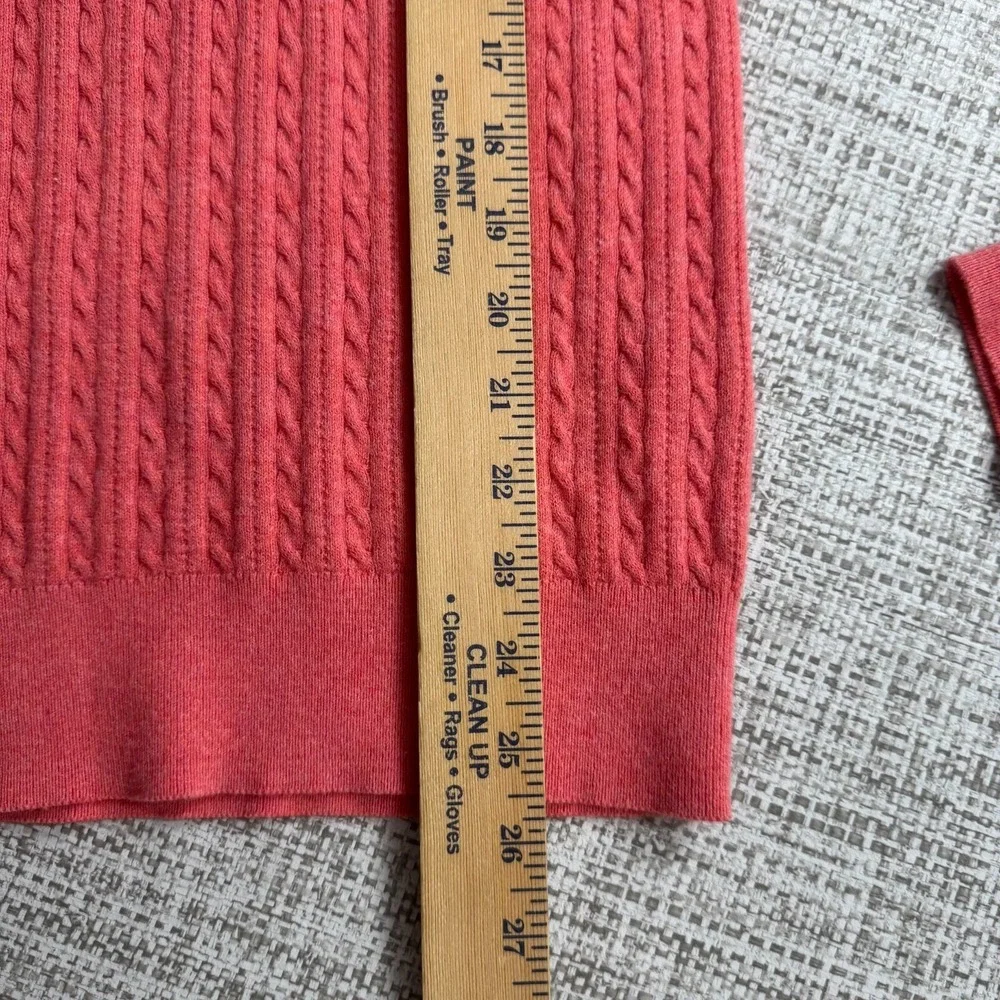 Banana Republic Cable Knit Sweater Coral Pink Jumper Round Neck Pullover Size‎ M